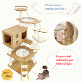 High-quality Furniture Wood Cat Condo With Multiple Steps